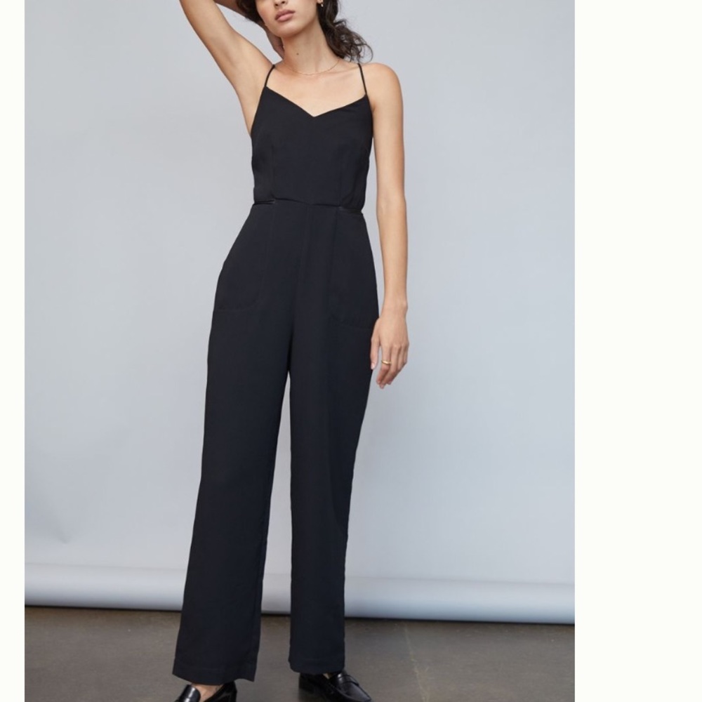 Anthropologie Black Spaghetti Strap Jumpsuit